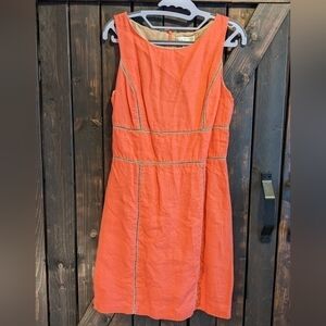 Kenar sheath dress, coral with tan size 6.